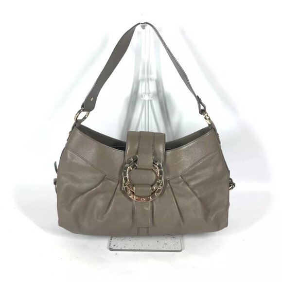 BVLGARI BVLGARI BVLGARI logo bag shawl Shoulder Bag Leather gray